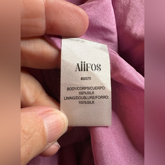 AIIFOS Isabelle Pink Crinkled Silk Satin Maxi Dress. Size XS - Picture 10 of 15